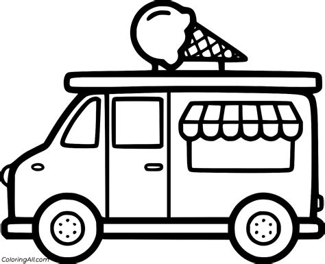 Easy Ice Cream Truck Coloring Page - ColoringAll