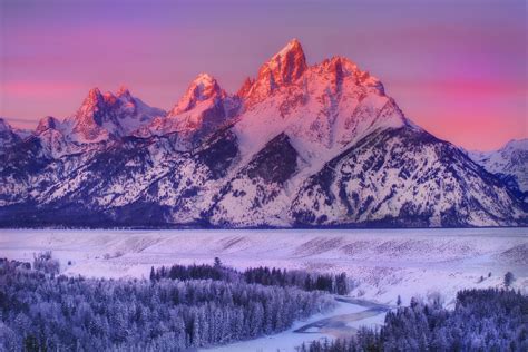 HD wallpaper alpenglow on grand teton - snake river overlook grand teton national park wyoming ...