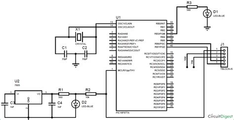 LED Interfacing with PIC Microcontroller: Circuit Diagram & Code