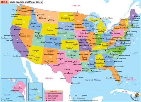 Map Of United States With Capitals And Major Cities - Florri Anna-Diana