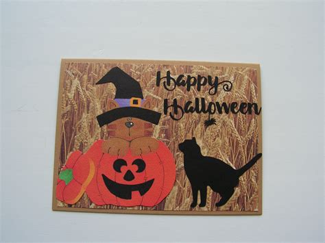 Halloween Card Halloween Cat Card Happy Halloween Card - Etsy