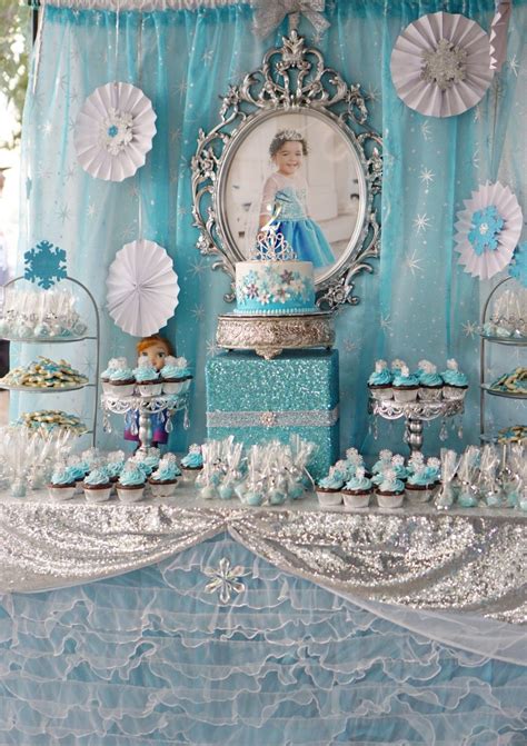 Frozen Birthday Dessert Table | Elsa Themed Party Decorations