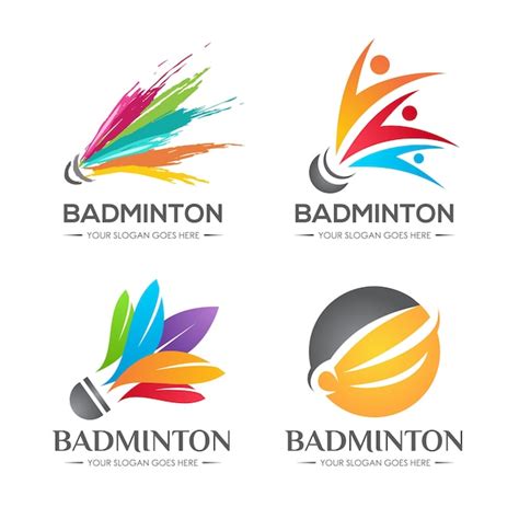 Premium Vector | Badminton Shuttlecock Logo Set