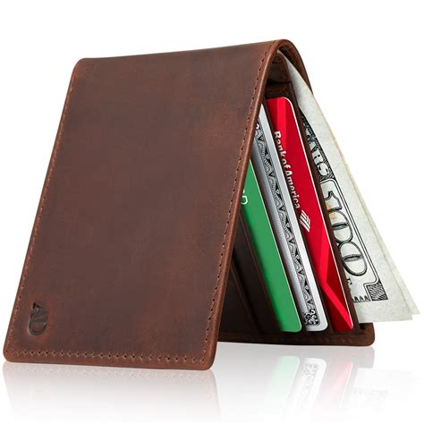 Slim Leather Bifold Wallets For Men - Minimalist Small Thin Mens Wallet RFID Blocking Card ...