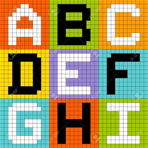 8-bit pixel-art letters ABC DEF GHI Stock Vector - 20238533 | Kanaviçe ...