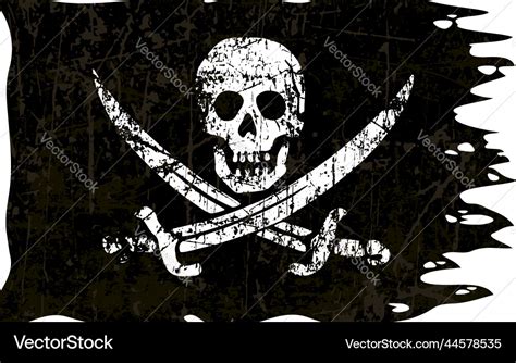 Classic jolly roger pirate flag torn old Vector Image