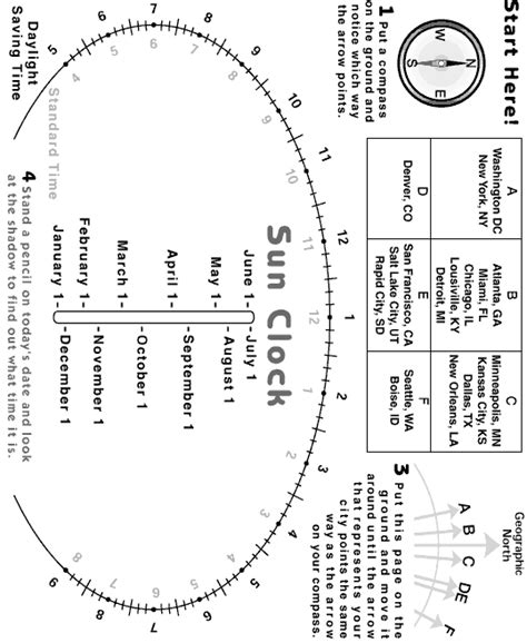 Sun Clock Diagram to print-out and use | Solar time, Sundials, Sundial