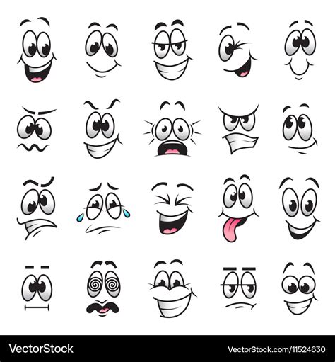 Cartoon faces expressions set Royalty Free Vector Image