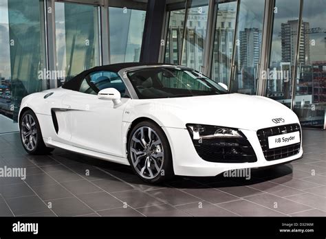 White Audi R8 Spyder in car showroom, Richmond, England, UK Stock Photo - Alamy