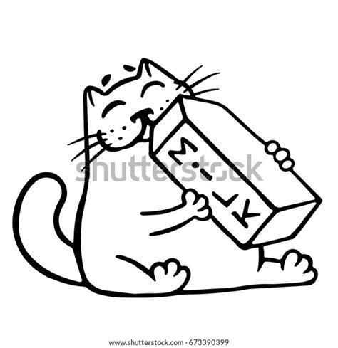 Cartoon Cat Drinking Milk Funny Cartoon Stock Vector (Royalty Free ...