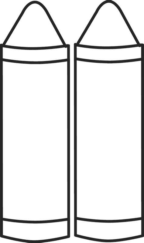 a black and white drawing of two crayons with one side facing the other