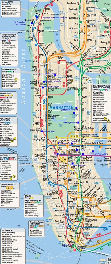 Manhattan train map - Manhattan rail map (New York - USA)