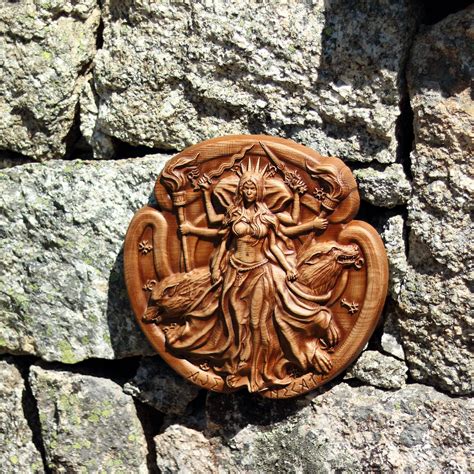 Hecate Statue Greek Mythology Art Wood Carving Panel | Etsy