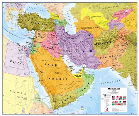 Large Middle East Wall Map Political (Paper)