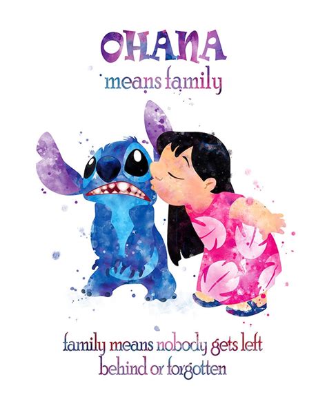 Lilo and Stitch Watercolor Art Print Ohana Means Family - Etsy