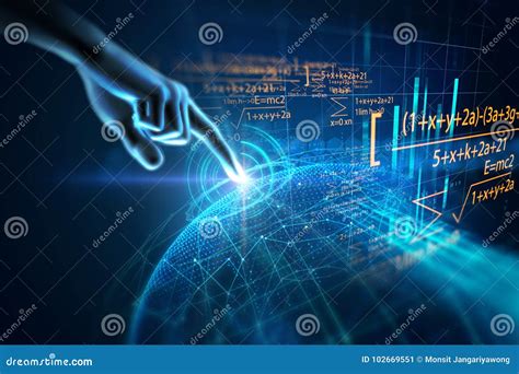 3d Illustration of Hand Touch Gesture on Futuristic Technology E Stock Illustration ...