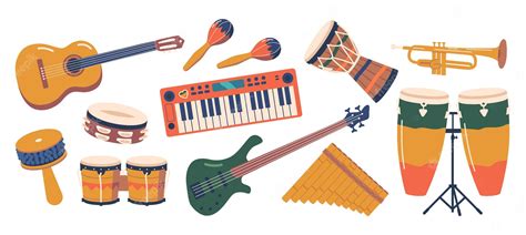 Premium Vector | Vibrant Set Of Musical Instruments for Playing Reggae Music Drums Guitar ...