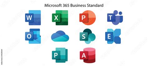 Set icons Microsoft Office 365, Microsoft 365 business standard applications:excel,word, Sway ...