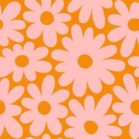 Premium Vector | Groovy daisy flowers seamless pattern floral vector ...