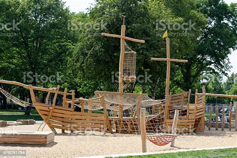 Pirate Ship In Adventure Playground Stock Photo - Download Image Now - Playground, Schoolyard ...