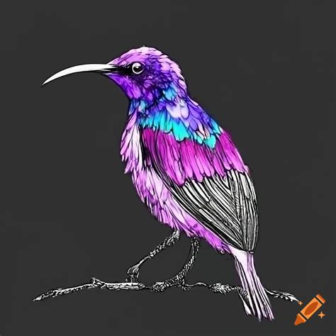 Coloring pages, mandala, bird image (purple sunbird), white background ...