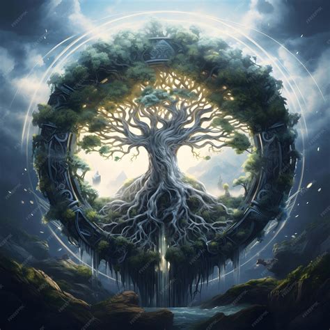 Yggdrasil del árbol de la vida de la mitología nórdica generado por ai ...