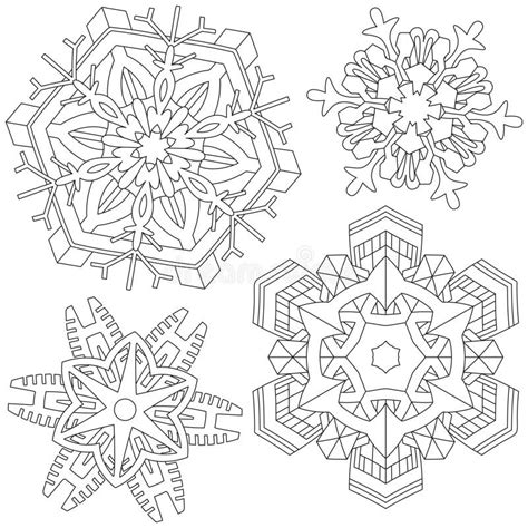 Abstract Mandala Snowflake Line Art Design for Coloring Page Stock Vector - Illustration of ...