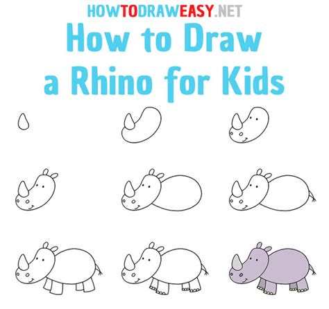 How to Draw a Rhino for Kids - How to Draw Easy