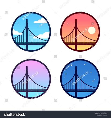 Golden Gate Bridge Icon Set Different Stock Vector (Royalty Free ...