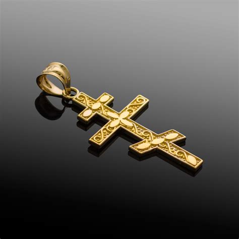 Gold Russian Orthodox Cross Pendant