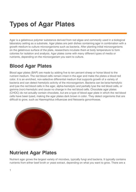 SOLUTION: Types of agar plates - Studypool