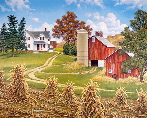 Hilltop Farm © John Sloane | Farm art, Farm pictures, Farm paintings