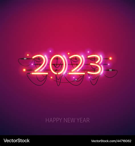 Happy new year 2023 neon sign Royalty Free Vector Image