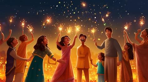 Premium AI Image | Happy indian family celebrating Diwali festival ...