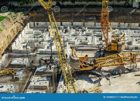 Iron Structure on a Construction Site Editorial Photography - Image of helmet, city: 105882317