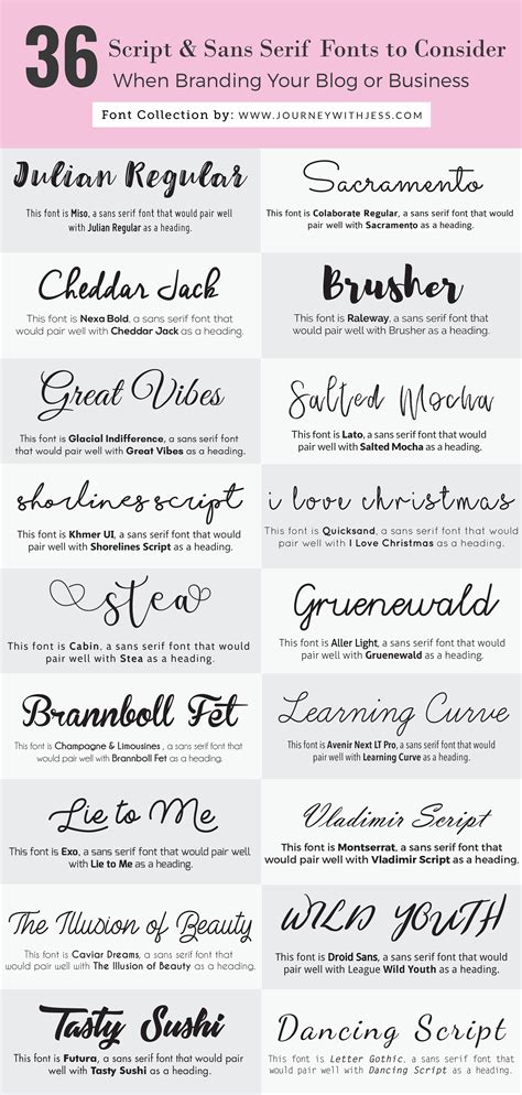 36 More Fonts to Consider When Branding Your Business or Blog — Journey With Jess | Inspiration ...