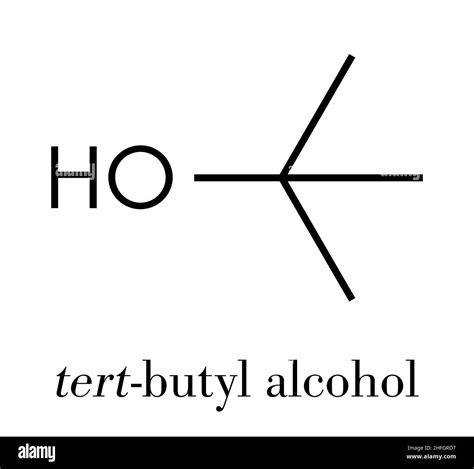 tert-butyl alcohol (tert-butanol) solvent molecule. Skeletal formula ...