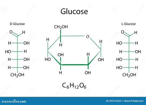 Glucose Chemical Formulas. Molecular Structure. Science Element. Organic Compound. Vector ...