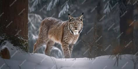 Premium AI Image | A lynx in the snow