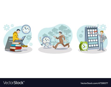 Time management with cartoon Royalty Free Vector Image