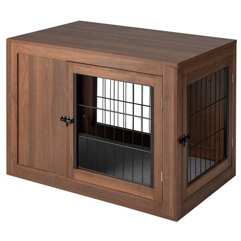 Medium Dog Crate Furniture Lockable 2 Doors - Barkbarking.com