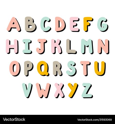 Hand drawn english alphabet cute letters for your Vector Image