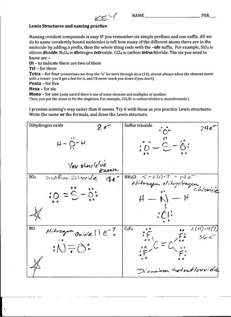 Lewis Structure Worksheet with Answers Chemistry Worksheet Lewis Dot Structures Answer Key ...