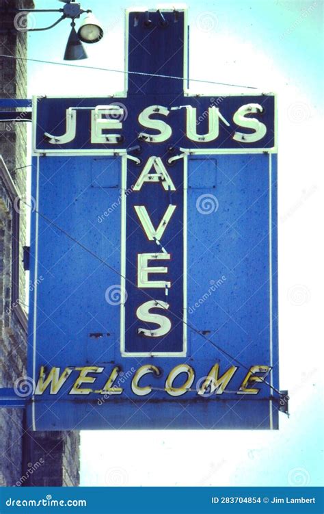 Jesus Saves Sign stock photo. Image of poster, christians - 283704854