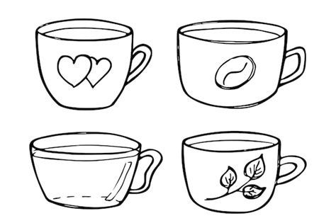 Premium Vector | Cute cup of tea and coffee illustration simple mug ...