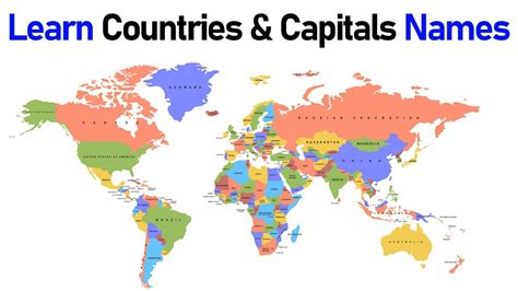 World Map With Countries Names And Capitals Hd