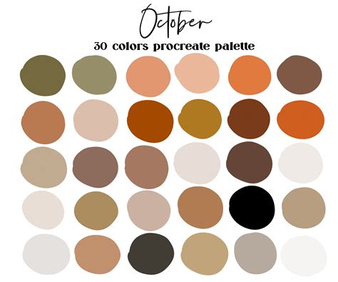 October Neutrals Procreate Color Palette / Ipad Procreate | Etsy