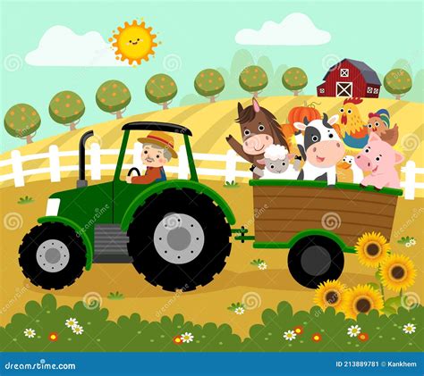 Cartoon Tractor Trailer