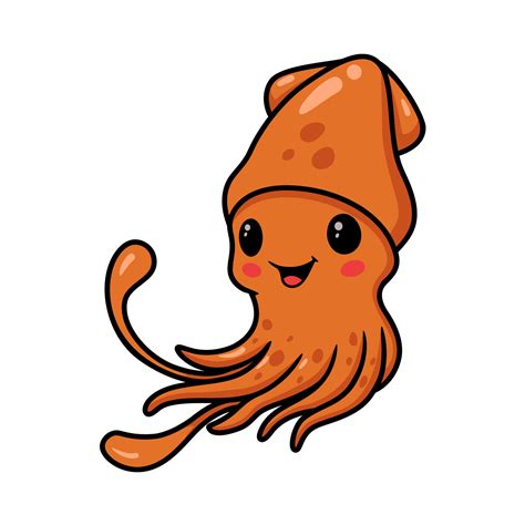 Cute little squid cartoon posing 12345009 Vector Art at Vecteezy