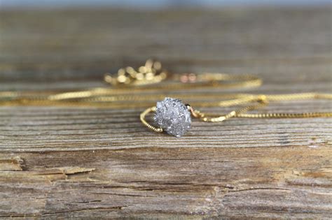 Raw Rough Diamond Necklace, Diamond Pendant | Benati